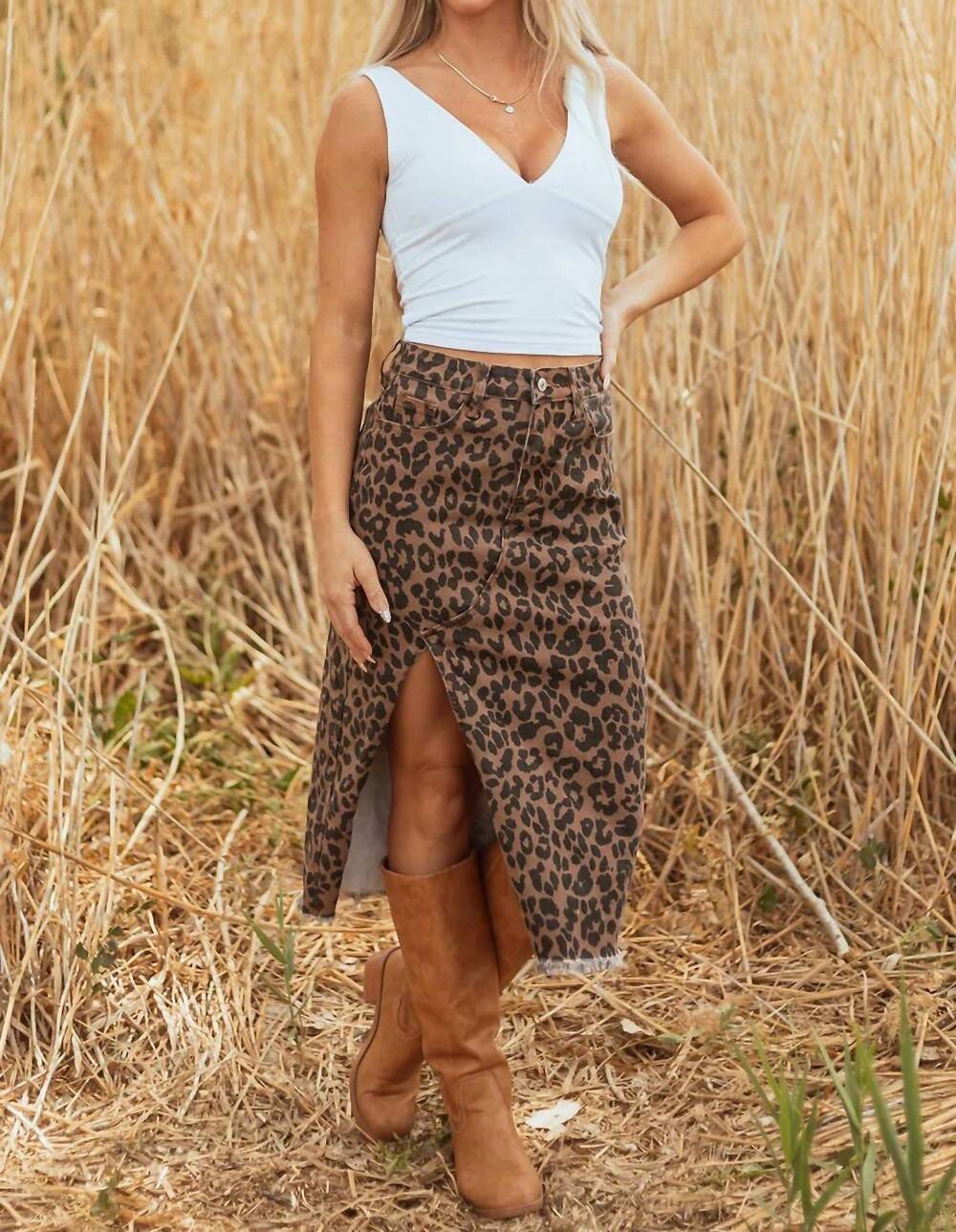 NEW LOVESOFT leopard midi skirt in brown